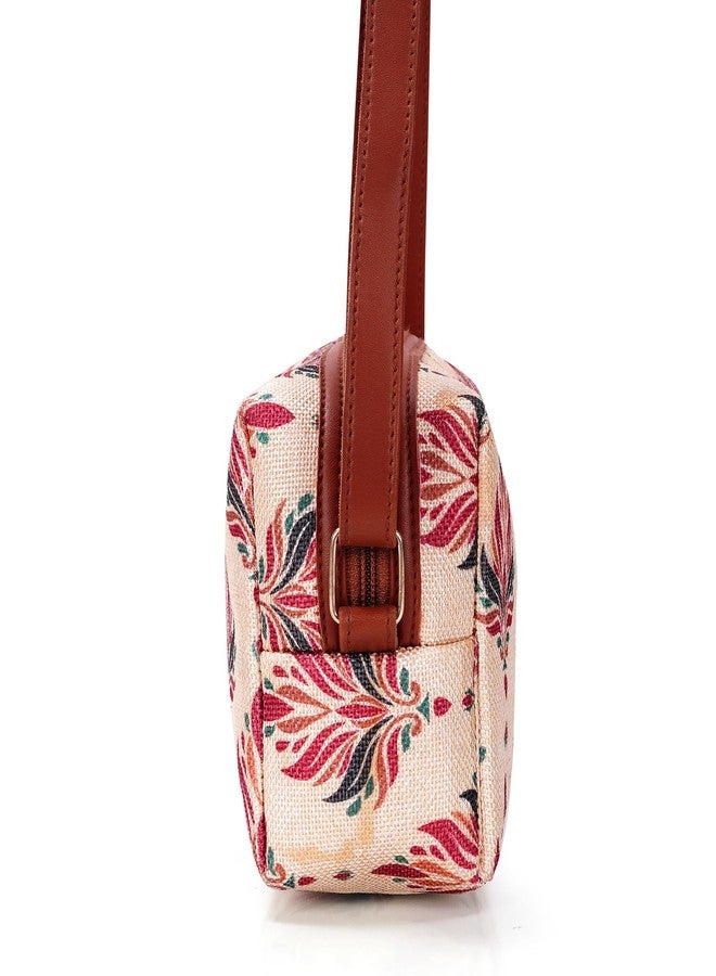 FADAK Bohemian Crossbody Sling Bag for Women & Girls | Ethnic Jacquard Print with Blue & White Pattern (MULTI) - Image 3
